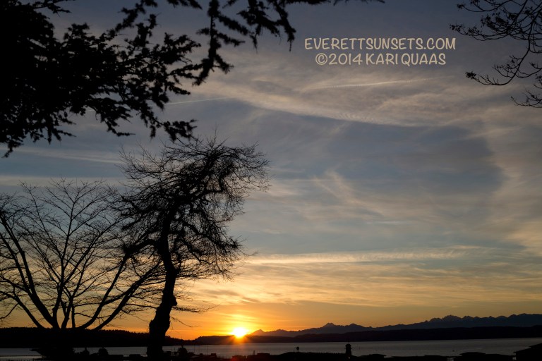 Sunset over Everett Marina - January 5, 2014