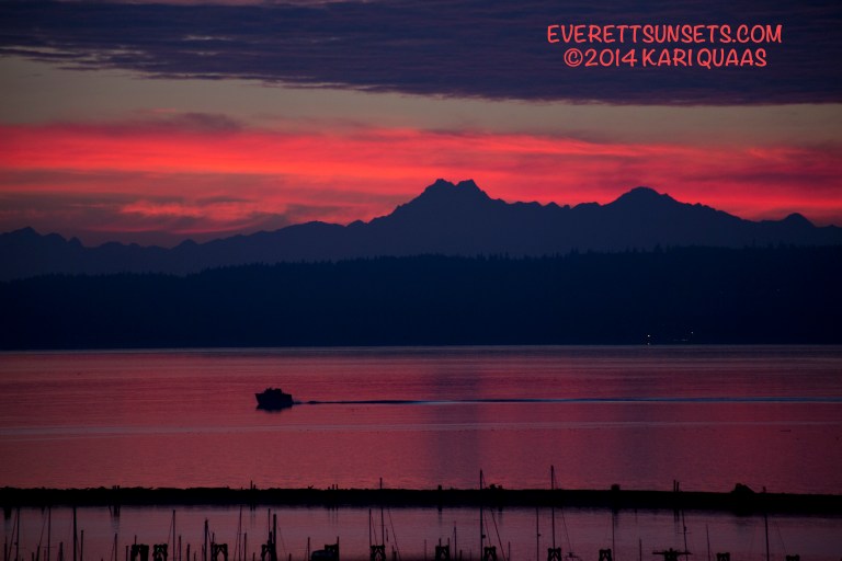 Boat crossing the pink bay